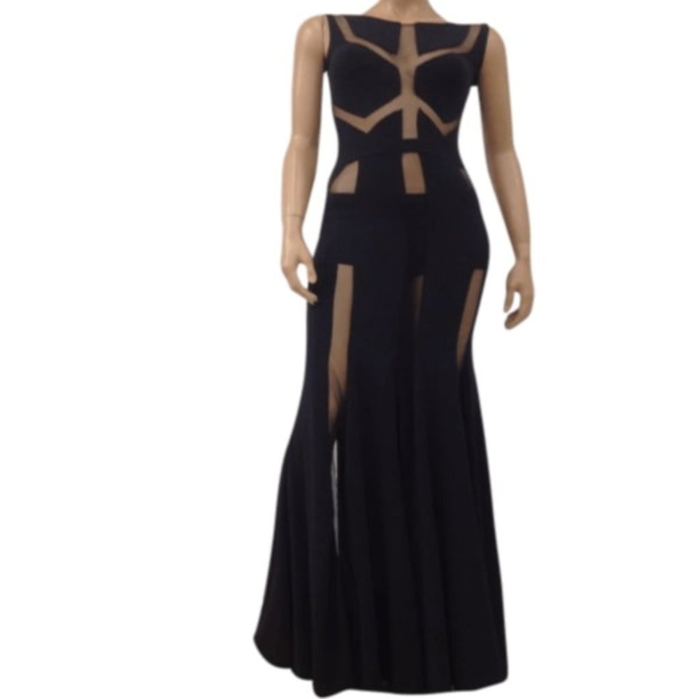 Sheer Block Tank Maxi Dress